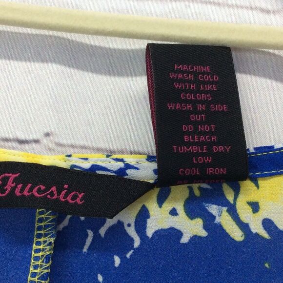 Fucsia Poncho Top/Blouse Women's Size 3X Blue/Yellow Boho Flowy Sheer Colorful - Picture 6 of 7